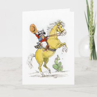 Cowboy Raccoon Happy Birthday! Kaart