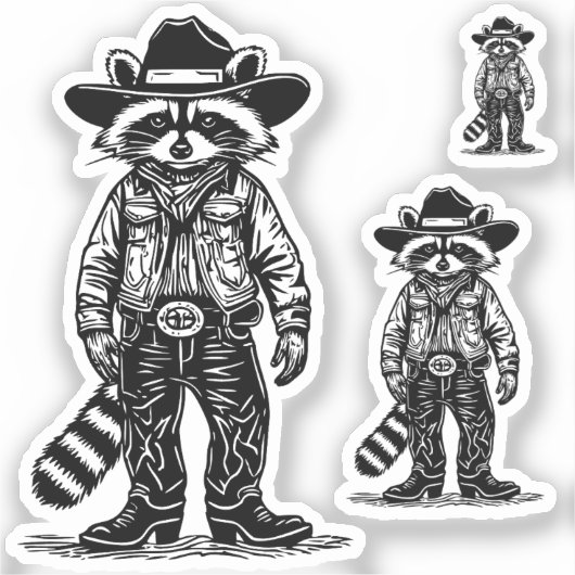 cowboy raccoon sticker (Voorkant)