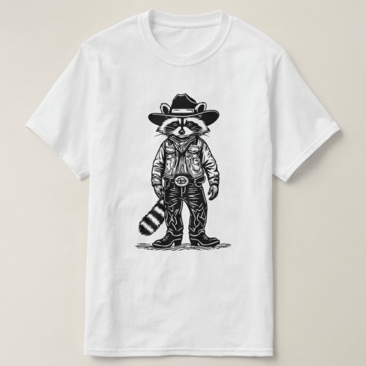 cowboy raccoon t-shirt (Design voorkant)