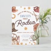 Cowboy Ranch Wild West 1e Rodeo Verjaardagsfeest Kaart (Staand voorkant)