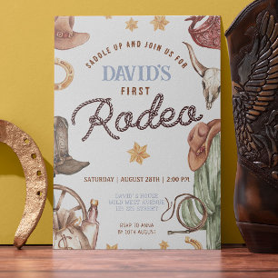 Cowboy Ranch Wild West 1e Rodeo Verjaardagsfeest Kaart