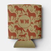 Cowboy Rancher Kastanje Bruine Paarden Monogram Blikjeskoeler (Achterkant)