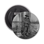 Cowboy Rancher of Canadese Outlaw van het Oude Wes Button Flesopener (Voorkant)