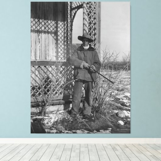 Cowboy Rancher of Canadese Outlaw van het Oude Wes Canvas Afdruk (Insitu (Houten vloer))
