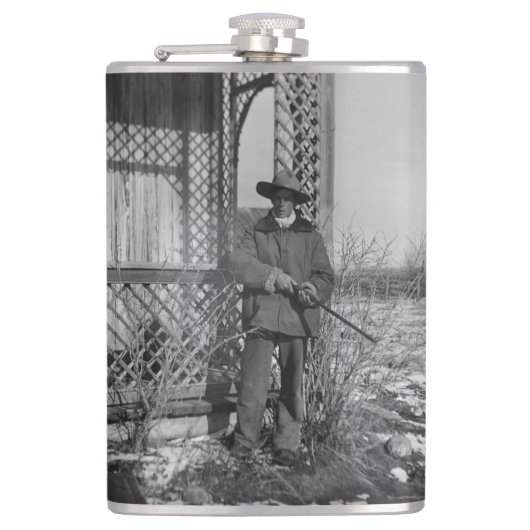 Cowboy Rancher of Canadese Outlaw van het Oude Wes Heupfles (Voorkant)