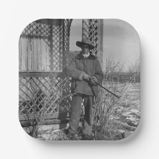 Cowboy Rancher of Canadese Outlaw van het Oude Wes Papieren Bordje (Voorkant)