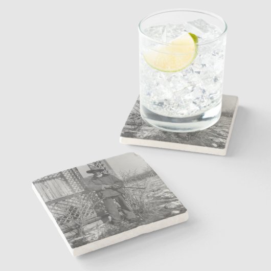 Cowboy Rancher of Canadese Outlaw van het Oude Wes Stenen Onderzetter (Zijkant)