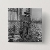 Cowboy Rancher of Canadese Outlaw van het Oude Wes Vierkante Button 5,1 Cm (Voorkant)