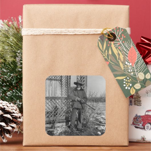 Cowboy Rancher of Canadese Outlaw van het Oude Wes Vierkante Sticker (Feestdagen)