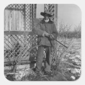 Cowboy Rancher of Canadese Outlaw van het Oude Wes Vierkante Sticker (Voorkant)