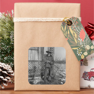 Cowboy Rancher of Canadese Outlaw van het Wilde We Vierkante Sticker