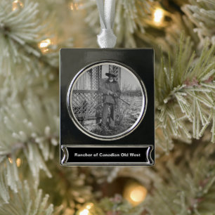Cowboy Rancher van Canadees Old West Boerderij Verzilverd Banner Ornament