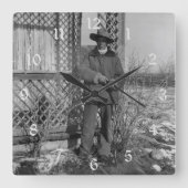 Cowboy Rancher van Canadees Old West Boerderij Vierkante Klok (Voorkant)