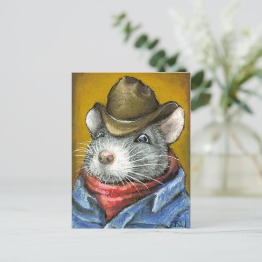 Cowboy rat briefkaart (Staand voorkant)