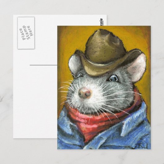 Cowboy rat briefkaart (Voorkant / Achterkant)