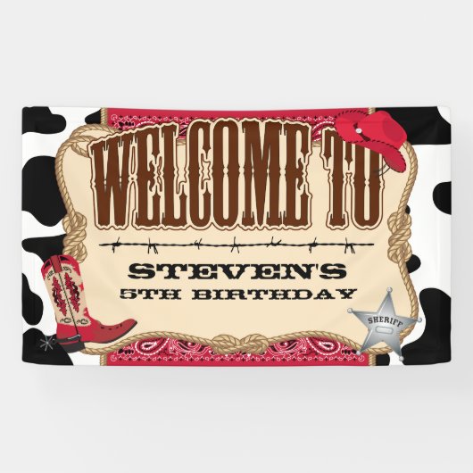 Cowboy, Red Birthday, Welkom Spandoek (Horizontaal)