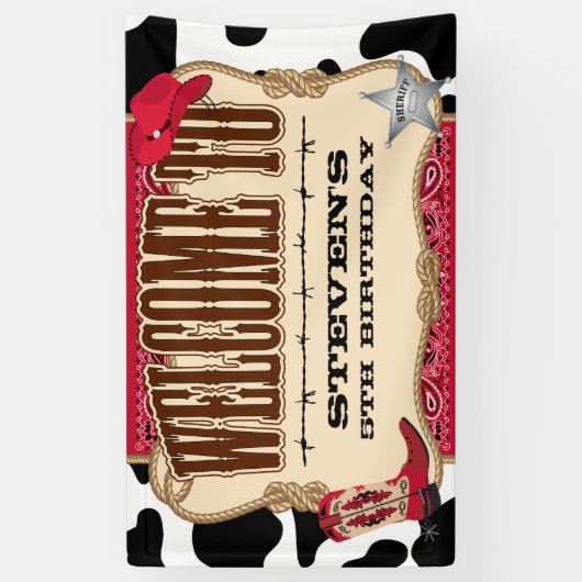 Cowboy, Red Birthday, Welkom Spandoek (Verticaal)