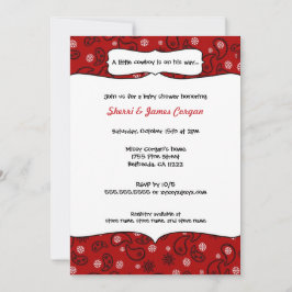 Cowboy Red Paisley Baby shower Invite Kaart