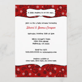 Cowboy Red Paisley Baby shower Invite Kaart