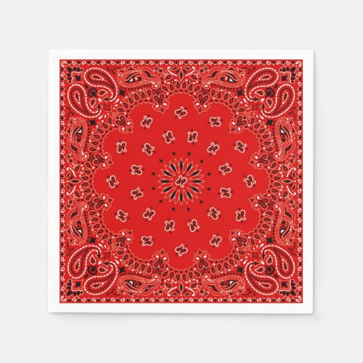 Cowboy Red Paisley Bandana Sjaal BBQ Picknick Serv Servetten (Voorkant)