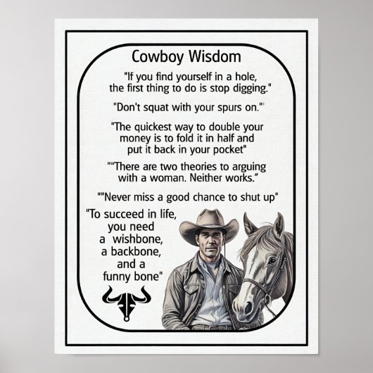 Cowboy-regels en -wijsheid poster (Voorkant)