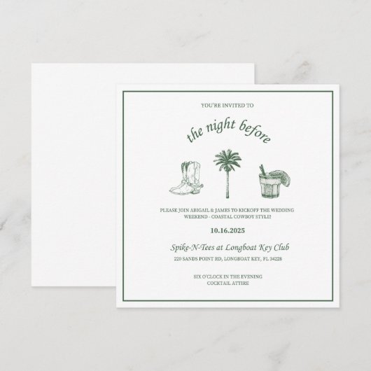 Cowboy repetitie uitnodigingen voor het diner (Voorkant / Achterkant)