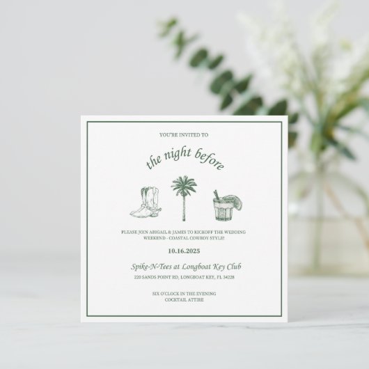 Cowboy repetitie uitnodigingen voor het diner (Staand voorkant)