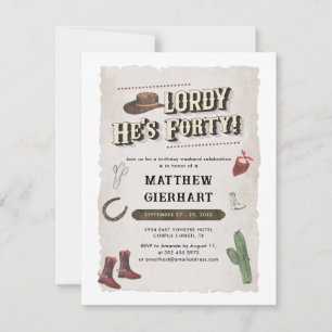 Cowboy Retro 40th Verjaardag Weekend Boots Party Kaart