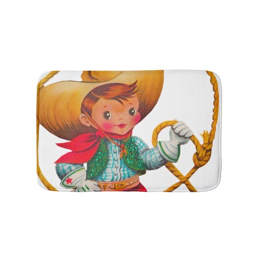 Cowboy Retro Boy Child Cute Western Badmat (Voorkant)