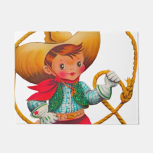 Cowboy Retro Boy Child Cute Western Deurmat