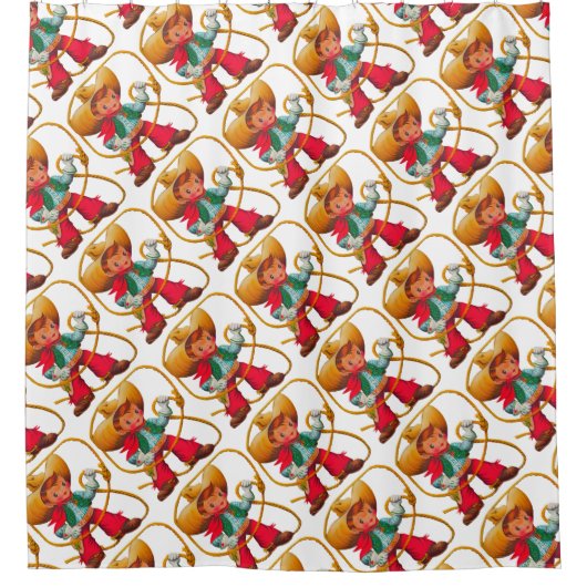 Cowboy Retro Boy Child Cute Western Douchegordijn (Voorkant)