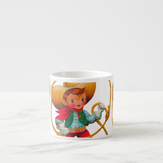 Cowboy Retro Boy Child Cute Western Espresso Kop (Voorkant)