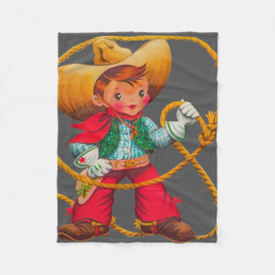 Cowboy Retro Boy Child Cute Western Fleece Deken