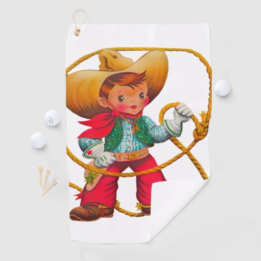 Cowboy Retro Boy Child Cute Western Golfhanddoek (Insitu)
