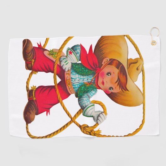 Cowboy Retro Boy Child Cute Western Golfhanddoek (Horizontaal)