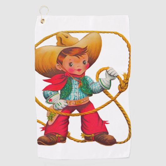 Cowboy Retro Boy Child Cute Western Golfhanddoek (Voorkant)