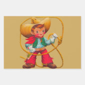 Cowboy Retro Boy Child Cute Western Inpakpapier Vel (Voorkant 2)