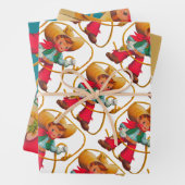 Cowboy Retro Boy Child Cute Western Inpakpapier Vel (In situ)