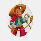 Cowboy Retro Boy Child Cute Western Keramisch Ornament (Rechts)