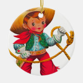 Cowboy Retro Boy Child Cute Western Keramisch Ornament (Voorkant)