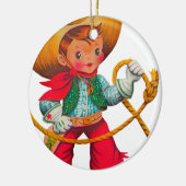 Cowboy Retro Boy Child Cute Western Keramisch Ornament (Links)