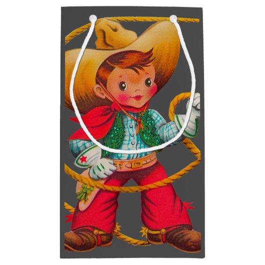 Cowboy Retro Boy Child Cute Western Klein Cadeauzakje (Achterkant)