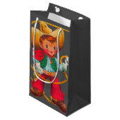 Cowboy Retro Boy Child Cute Western Klein Cadeauzakje (Voorkant Gekanteld)