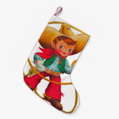 Cowboy Retro Boy Child Cute Western Kleine Kerstsok (Voorkant (Hangend))
