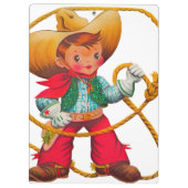 Cowboy Retro Boy Child Cute Western Klembord (Achterkant)