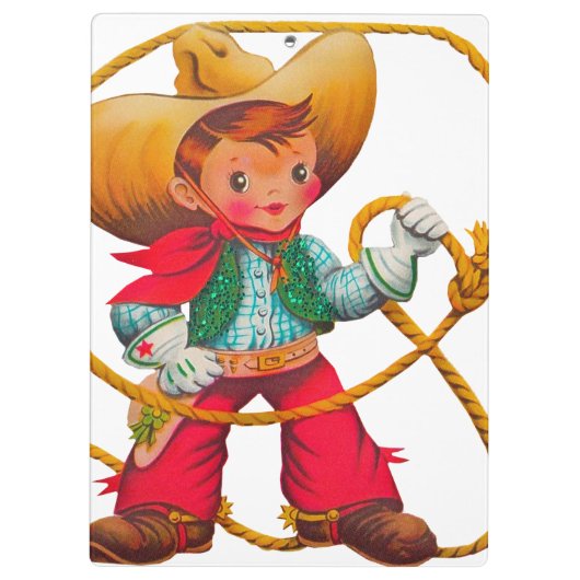 Cowboy Retro Boy Child Cute Western Klembord (Achterkant)