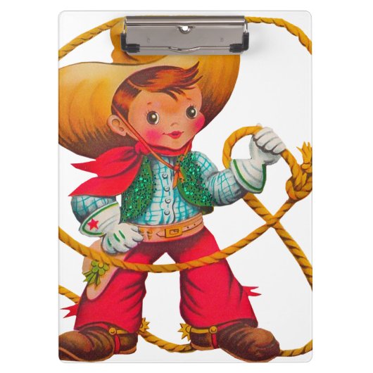 Cowboy Retro Boy Child Cute Western Klembord (Voorkant)