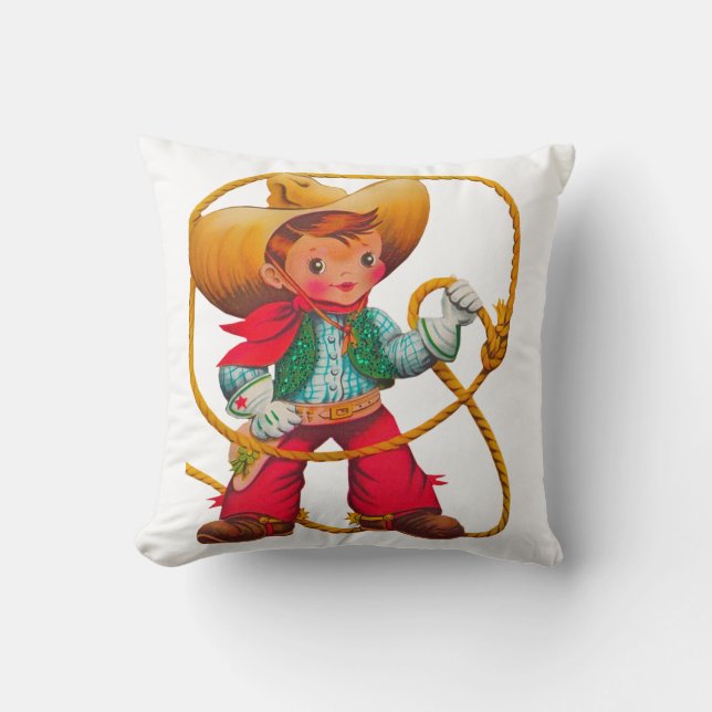 Cowboy Retro Boy Child Cute Western Kussen (Voorkant)