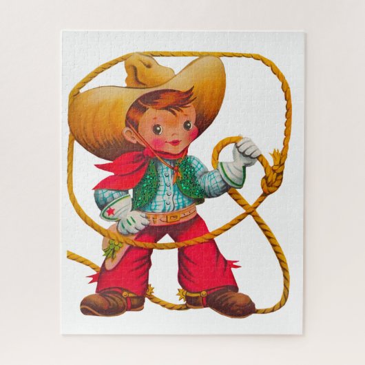Cowboy Retro Boy Child Cute Western Legpuzzel (Verticaal)