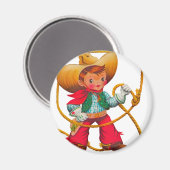 Cowboy Retro Boy Child Cute Western Magneet (Voorkant / Achterkant)